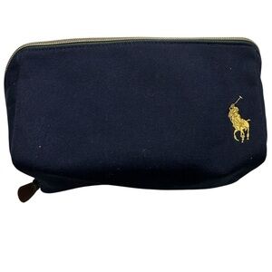 Ralph Lauren Dark Blue Fragrance Bag with Gold Logo and Zipper